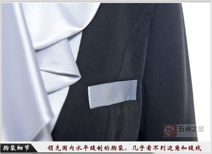 女款單排三粒扣工作服定做胸袋細(xì)節(jié)